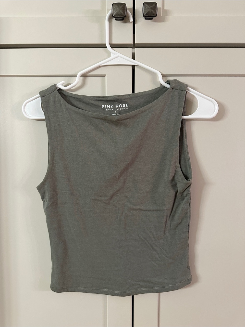 Pink Rose Olive Green Soft Tank Top